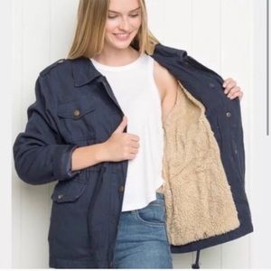Navy Blue Doris Jacket- Brandy Melville